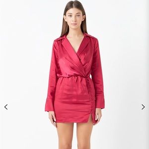 Endless Rose long sleeve satin mini dress
